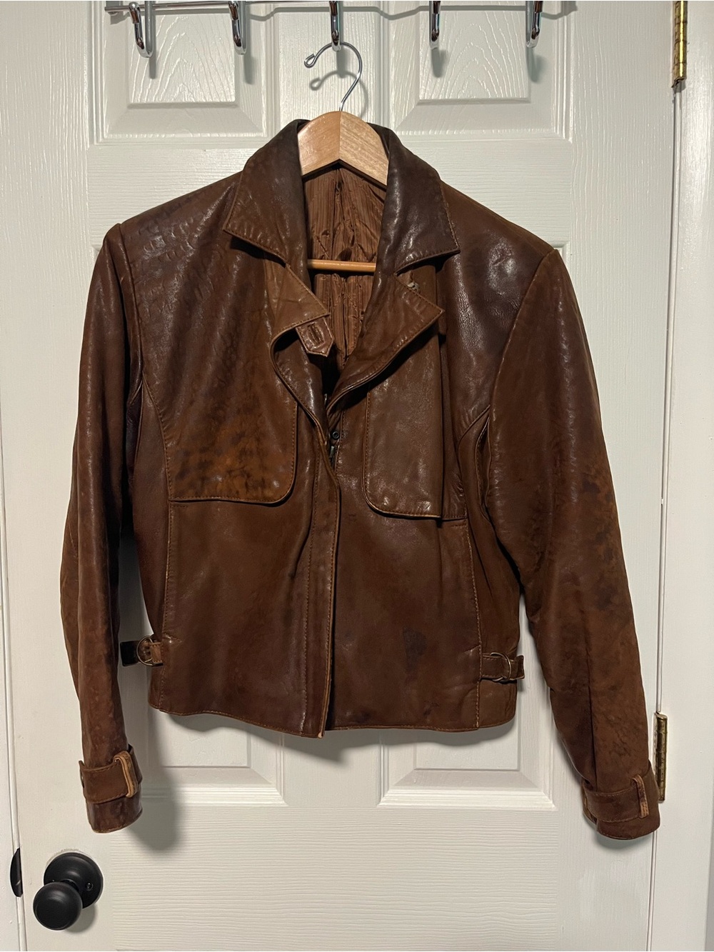Vintage Black Banana Republic Brown Leather Moto Jacket